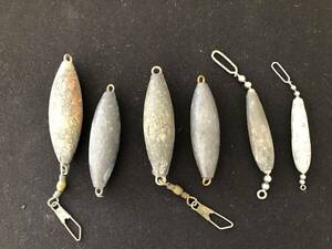 Lot of 6 Lead Torpedo Inline Sinkers Weights Fishing Tackle, Total 50 Oz. 海外 即決