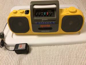 Y2K Retro Sony CFS-905 Yellow Sports Mega Bass Radio Cassette Boombox & Cord 海外 即決