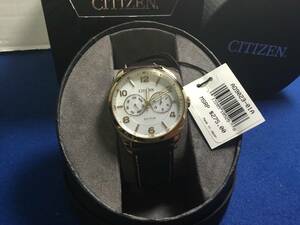 Citizen AO9023-01A Eco Drive Men's Dress Watch Silver Dial Brown Leather Strap 海外 即決