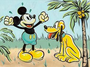 Mickey Mouse Disney Fine Art Dom Corona Signed Lt Ed 195 Print Pals in Paradise 海外 即決