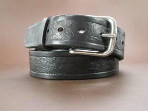 Yoder Leather Belt, 1.50", Black, Embossed, 32" long, 1/4" (Y DB) 海外 即決