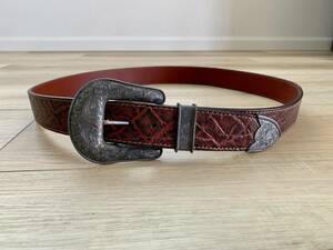 VOGT Sterling Silver 925 Rope Edge Buckle Set w Torino USA Elephant Leather Belt 海外 即決