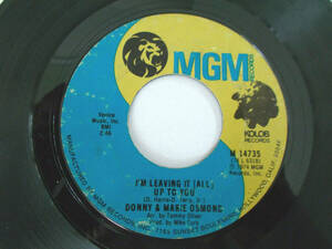 DONNY & MARIE OSMOND - I'M LEAVINT IT ALL UP TO YOU / THE UMBRELLA SONG 45 RPM R 海外 即決