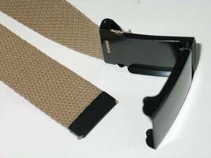 TAN Canvas 50" x 1 1/4 Military Army Style WEB Fabric Belt BLACK POP FLIP Buckle 海外 即決