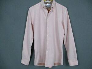 Zara Men's Medium Textured Slim Fit Pink Long Sleeves Button Up Shirt 海外 即決