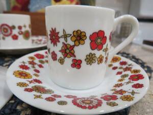 Demitasse Espresso Cups with Saucers MCM (6) Fine China 海外 即決