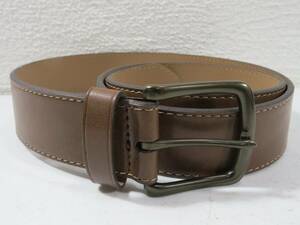 Old Navy Brown Leather Belt Mens 36 Brass Tone Buckle New 海外 即決