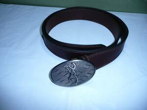 NWOT Browning Country Hunting Brown Leather Belt 42/105 with Pewter Color Buckle 海外 即決