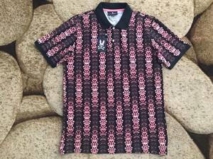 Psycho Bunny All Over Print Polo Shirt Mens Size Large (6) Black Pink NWT $125- 海外 即決