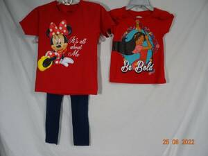 Disney Minnie Mouse & Elena Avalor Be Bold T Shirts Blue Yoga Pants 6/6X 3pc 海外 即決