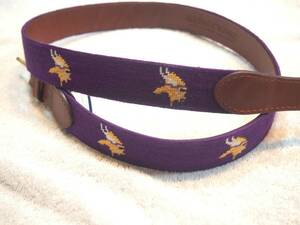 Smathers & Branson NFL Minnesota Vikings Logo Needlepoint Belt NWT size 34 $175 海外 即決