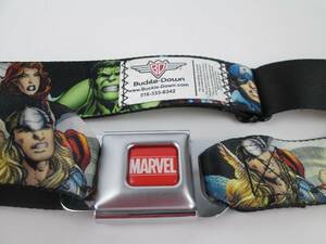 Buckle Down Seatbelt Belt-Marvel-Avengers Black All Avengers Fully Adjustable 海外 即決