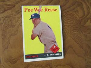 1958 Topps Baseball - # 375 Pee Wee Reese, SS/3B, Los Angeles Dodgers 海外 即決