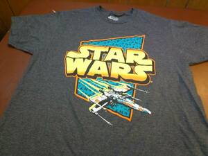 VINTAGE STYLE STAR WARS X-WING FIGHTER T-SHIRT LARGE HEATHER GRAY H14 海外 即決