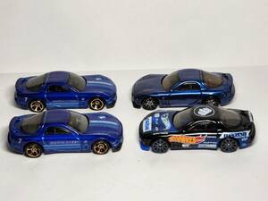 Lot 4 Hot Wheels '95 MAZDA RX-7 1:64 Diecast Cars Blue Graphics JDM Toy Vehicle 海外 即決