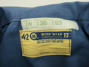 VINTAGE Work Wear Corporation Jump Suit Size 42 Zipper Snap Long Sleeve Work 海外 即決