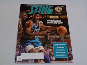 Charlotte Hornets Sting Magazine Jan 1992 NBA Kenny Gattison Dell Curry Poster 海外 即決