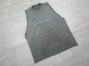 Vintage Triumph Motorcycles Logo T Shirt (XL) Faded & Distressed Sleeveless 海外 即決