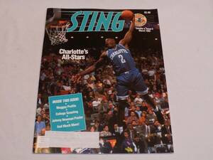 Charlotte Hornets Sting Magazine March 1992 Muggsy Bouges Johnny Newman Poster 海外 即決