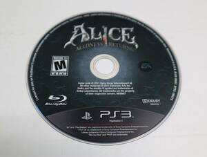 Alice: Madness Returns (PS3, 2011) Disc Only 海外 即決