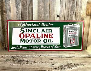 Sinclair Opaline Motor Oil Large 23" Embossed Metal Steel Sign Garage Vintage 海外 即決