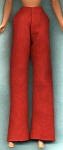 BARBIE DOLL HANDMADE CLOTHES - LONG PANTS - BRIGHT RED SUEDE LEATHER 海外 即決