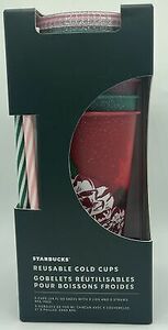 Starbucks Christmas Holiday 2022 Reusable Cold Cups Set 5 with Straw New Box 海外 即決