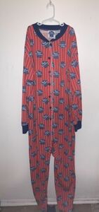 PBR Pabst Blue Ribbon Authentic Apparel Adult One Piece Jumpsuit Pajamas SZ M 海外 即決