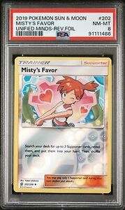 PSA 8 - 2019 ポケモン Sun & Moon Unified Minds 202 Misty's Favor - REVERSE HOLO 海外 即決