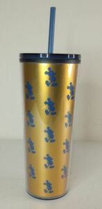 WDW 50th Mickey Mouse Earidescent Blue Gold Plastic Tumbler Walt Disney World 海外 即決