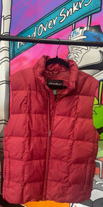 Eddie Bauer Mens Goose Down Quilted Puffer Vest Size SMALL Rust Red Vintage Y2K 海外 即決