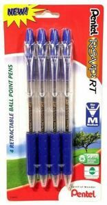 NEW 4-PACK Pentel RSVP RT Retractable Ballpoint Pen BLUE Ink 1.0mm BK93 23695 海外 即決