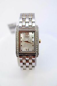 W185- Ladies Citizen Eco-Drive MOP Dial Swarovski Crystal Silhouette Watch 海外 即決