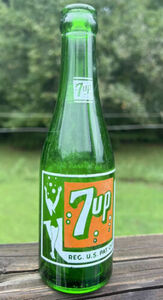 7 UP Soda Green Bottle Bubble Girl Gainesville Georgia ACL Duraglas 1947 VTG 海外 即決