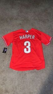 Men's Bryce Harper Philadelphia Phillies Player Jersey Size Large 海外 即決