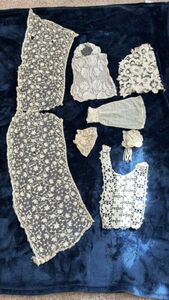 Lot Of Antique Silk and LACE Trims + Heavily Embroidered Sleeves & Collars 海外 即決