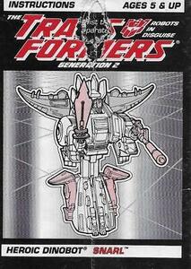 Transformers Original G2 1992 Snarl Instruction Booklet Manual 海外 即決