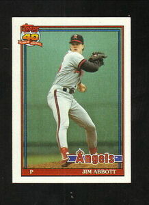 Jim Abbott-California Angels-1992 Topps Baseball Card 海外 即決