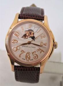 Ladies Rose Gold Plated Jazzmaster Open HAMILTON Automatic Watch H323450* EXLNT 海外 即決