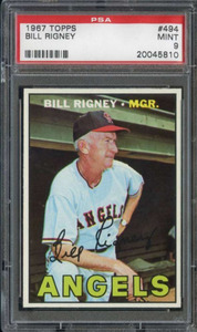 1967 TOPPS #494 BILL RIGNEY PSA 9 ANGELS MG *B67363 海外 即決