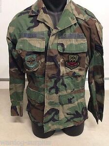 USGI USAF AIR MOBILITY COMMAND 165TH WOODLAND BDU COAT TOP BLOUSE SMALL REG COLD 海外 即決