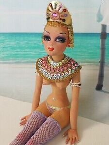 Zahra Lola, an 11" Egyptian Lady OOAK, Topless Burlesque Art Doll by Gayle Wray 海外 即決