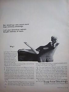 1965 Vintage Kayser Roth Supp-hose Stockings Hosiery American Women Ad 海外 即決