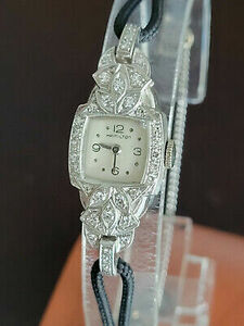 VINTAGE STUNNING LADIES HAMILTON PLATINUM DIAMOND WRISTWATCH CAL. 721 17 JEWEL 海外 即決