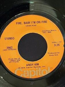 ANDY KIM 7" 45 RPM "Fire, Baby I'm On Fire" & "Here Comes the Mornin' " N未使用 cond 海外 即決