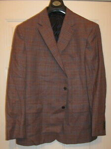 DAVID DONOHUE CONNOR MEN'S BROWN PLAID WOOL 2-BUTTON JACKET SIZE 48 R $595 海外 即決