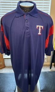 MLB TEXAS RANGERS "T" Men Blue Red TX3 Cool Short Sleeve Golf Polo Shirt 3XL NWT 海外 即決