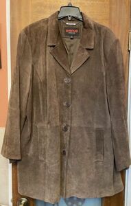 Avenue Vintage Brown Genuine Suede Leather Lined Plus Blazer Jacket- 18/20 海外 即決