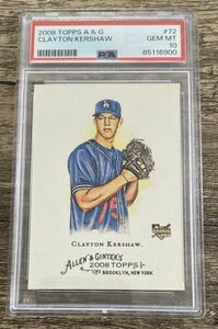 2008 Topps Allen & Ginter's Clayton Kershaw RC #72 PSA 10 GEM Mint Dodgers 海外 即決