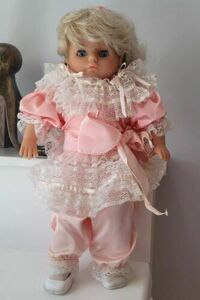 Lissi Puppe #126 Doll Fancy Peach Dress Blonde Hair Shoes Socks 18" EUC 海外 即決